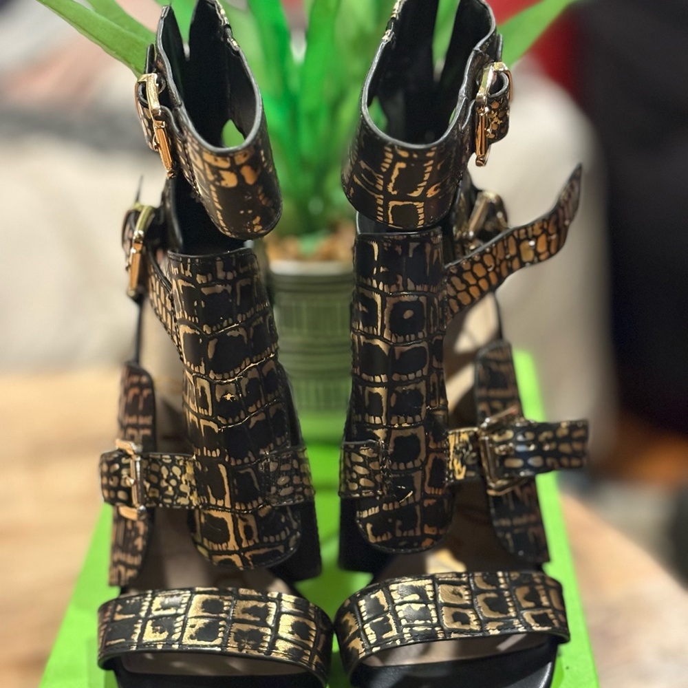 Sam Edelman "Perth" Gladiator Style
Embossed Heeled Sandals
